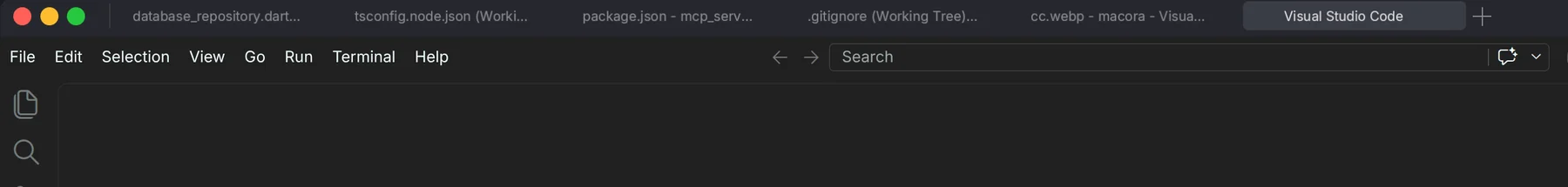 Six editor windows grouped into one tabbed titlebar